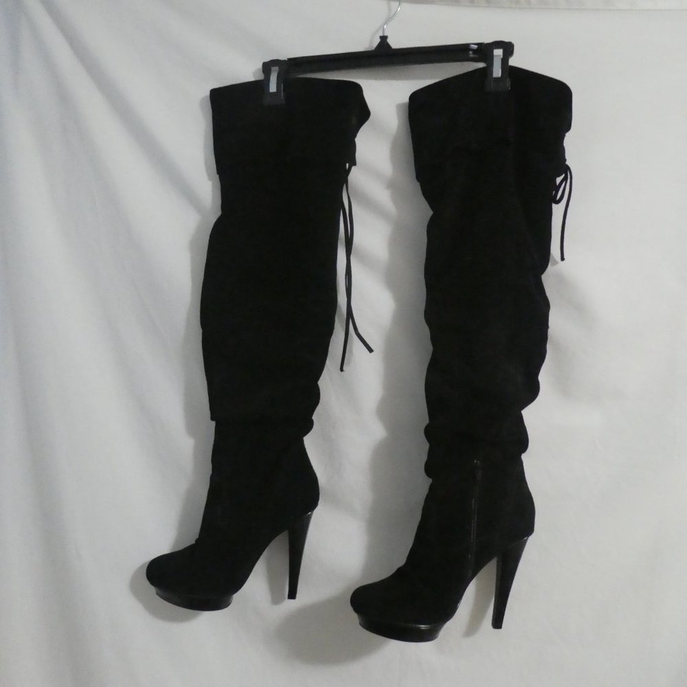 STEVE MADDEN | size 7.5 | Black Suede Stiletto Pirate Slouch Boot | Xenonn | GUC - Picture 13 of 14